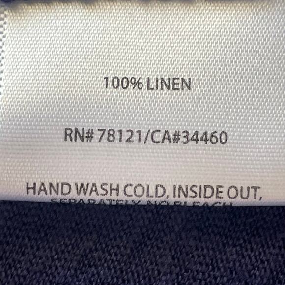 Eileen Fisher Royal Blue Short Sleeve Tee 100% Linen Sequin Embellishment Sz MED - Picture 7 of 8